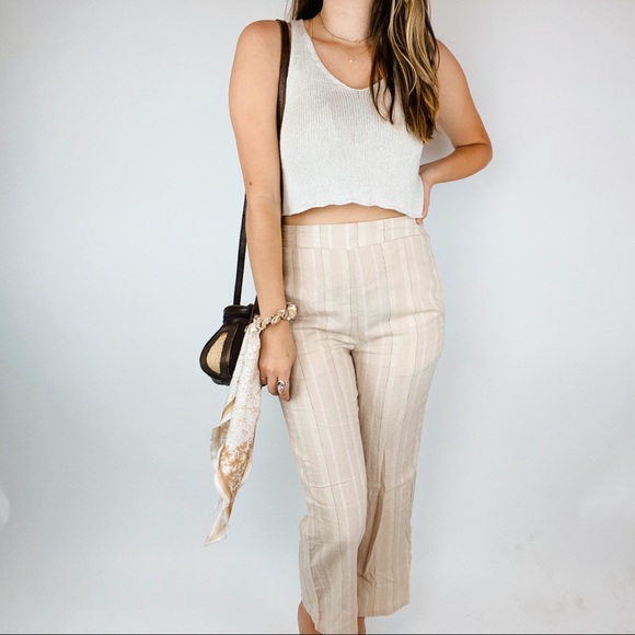 Urban Outfitters Pants - UO cream striped crop high waisted pants